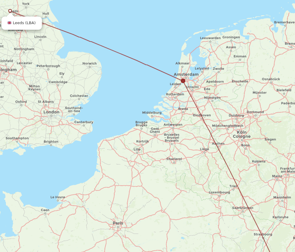 LBA to ZRH flights and routes map