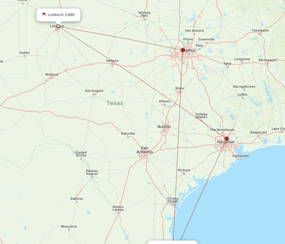 LBB-BRO flight routes