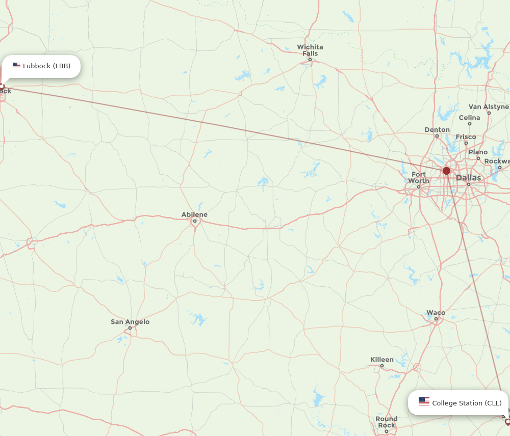 LBB-CLL flight routes