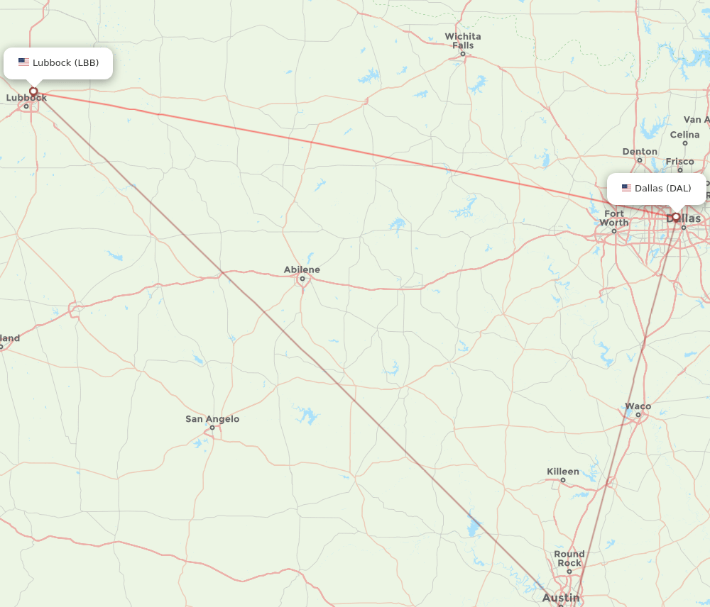 LBB-DAL flight routes