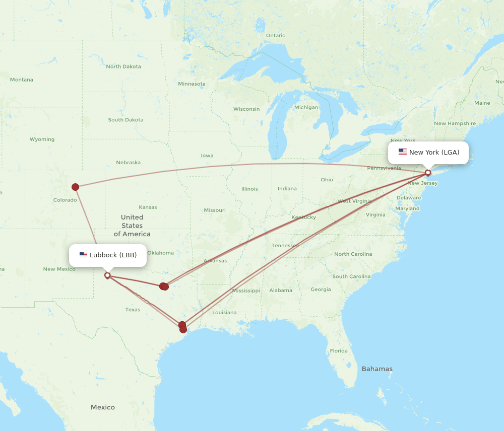 LBB-LGA flight routes