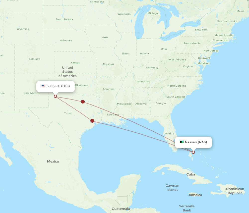 LBB-NAS flight routes