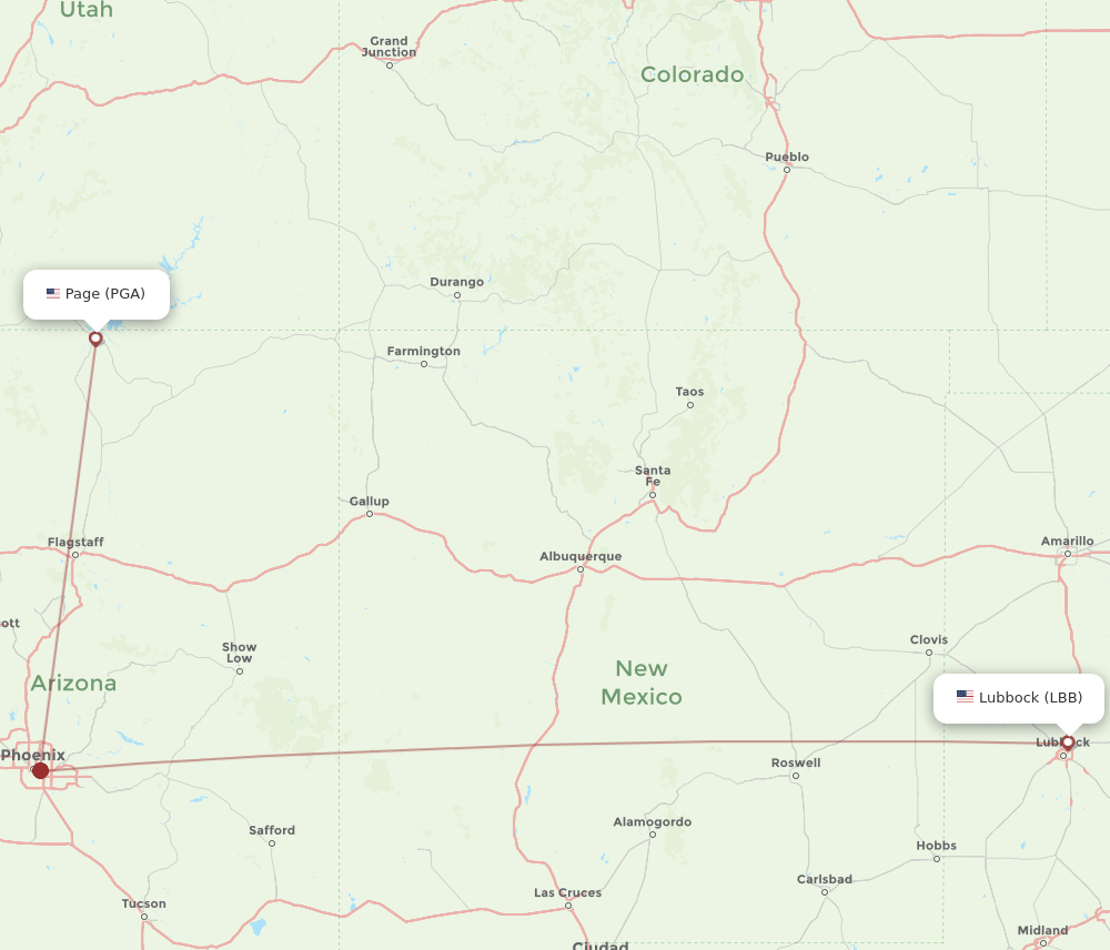 LBB to PGA flights and routes map