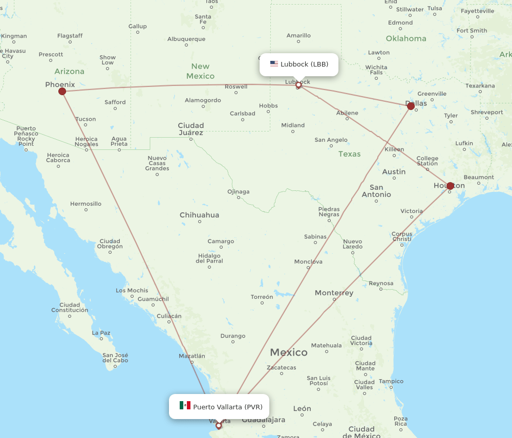 LBB-PVR flight routes
