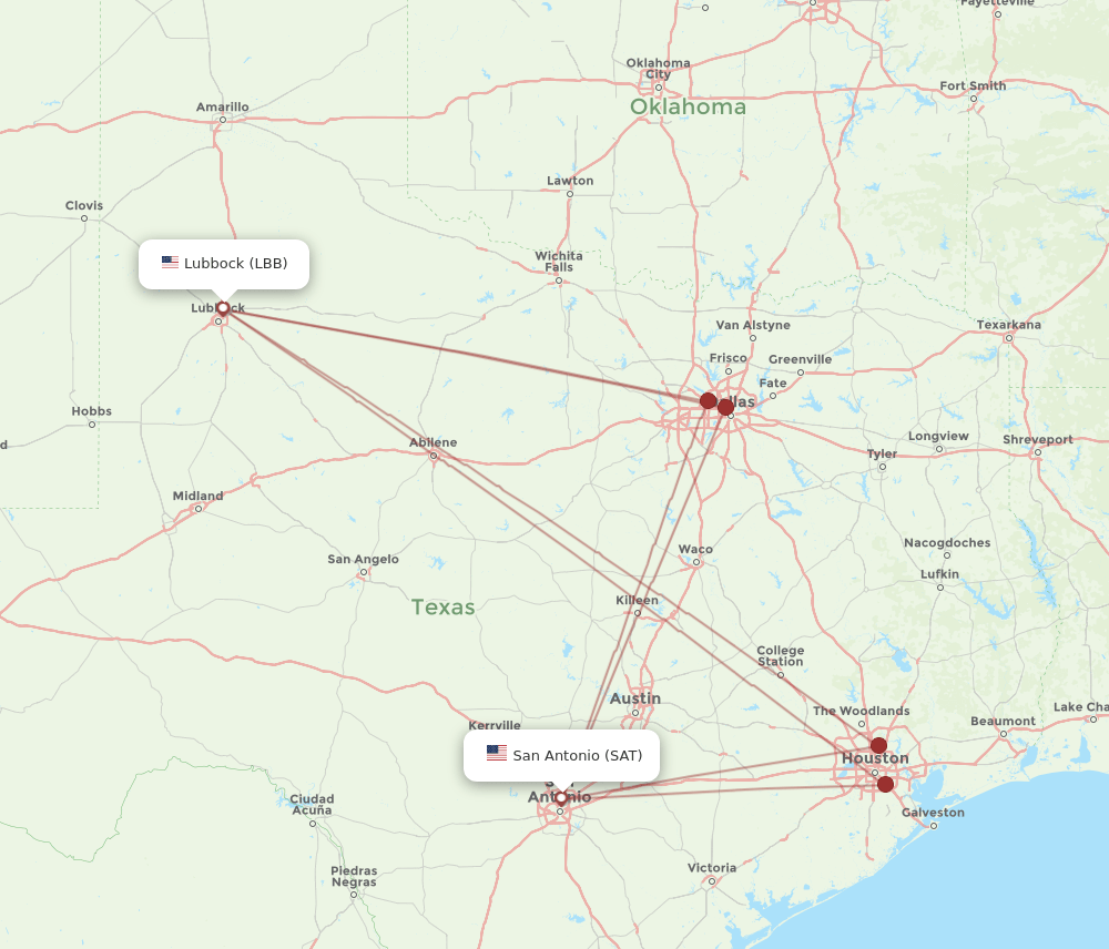 LBB-SAT flight routes