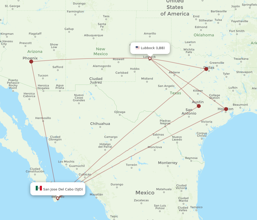 LBB-SJD flight routes