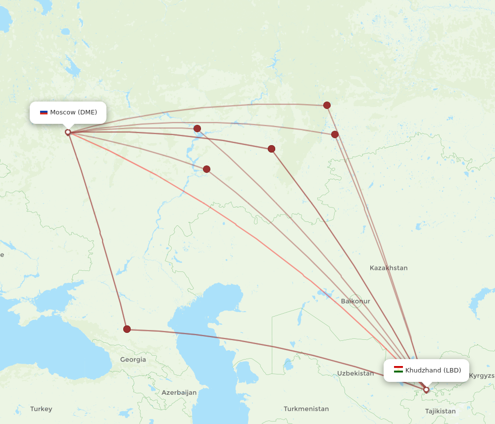 LBD to DME flights and routes map