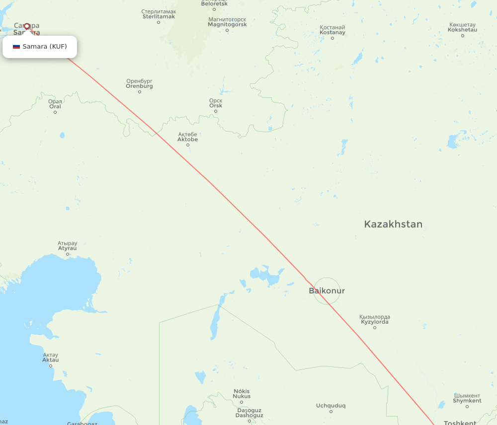 Khujand - Samara route map and flight paths