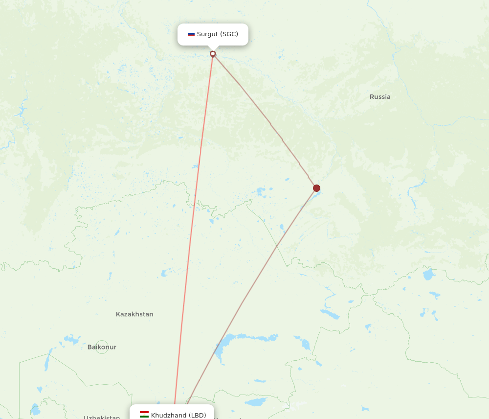 LBD to SGC flights and routes map