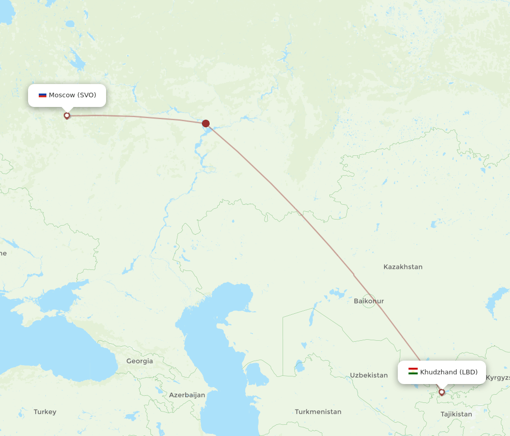 LBD-SVO flight routes