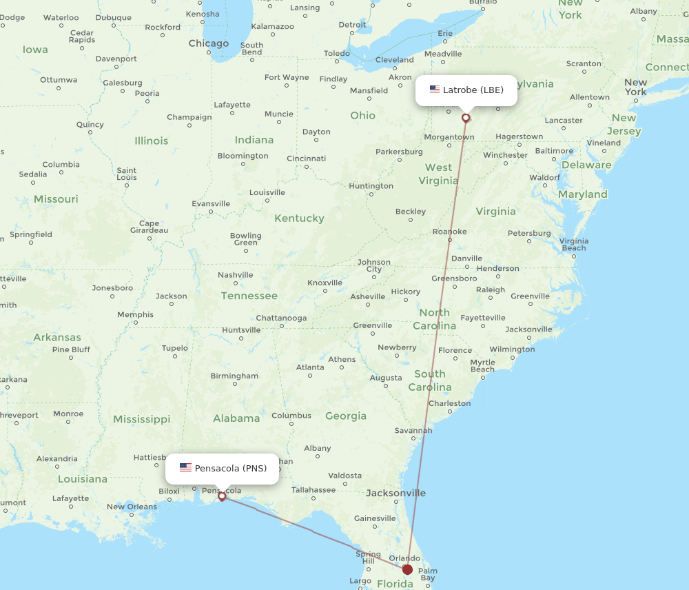 LBE to PNS flights and routes map