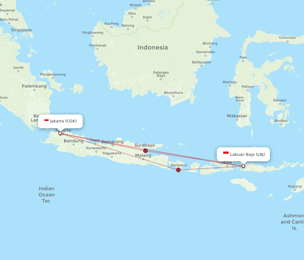 LBJ to CGK flights and routes map