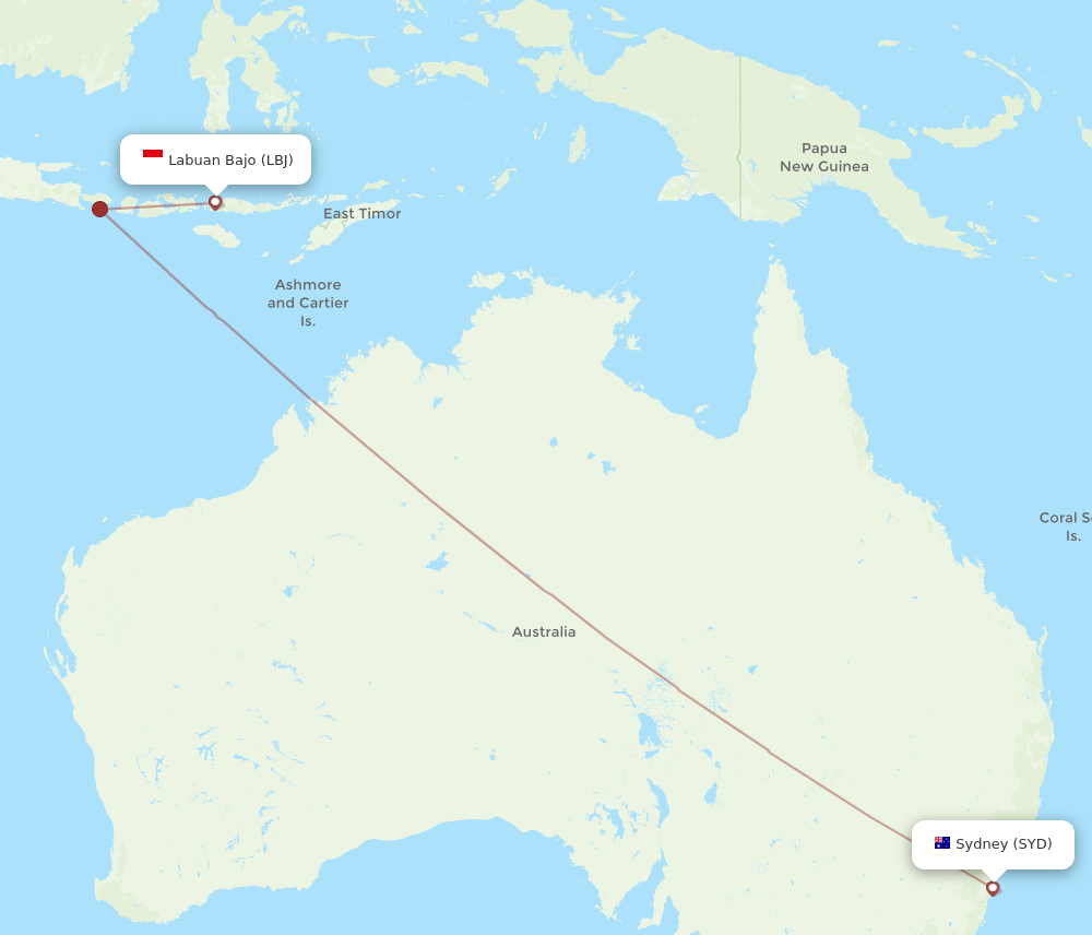 SYD to LBJ flights and routes map