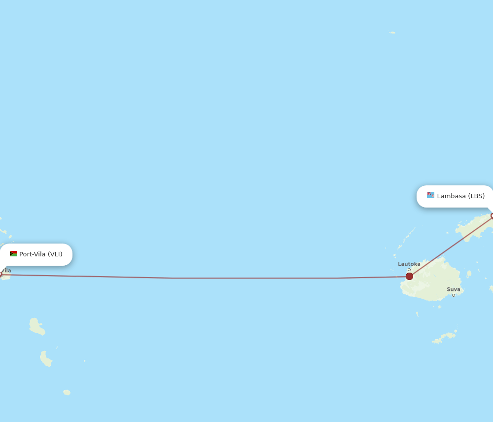 LBS to VLI flights and routes map