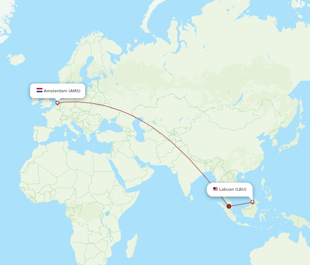 LBU-AMS flight routes