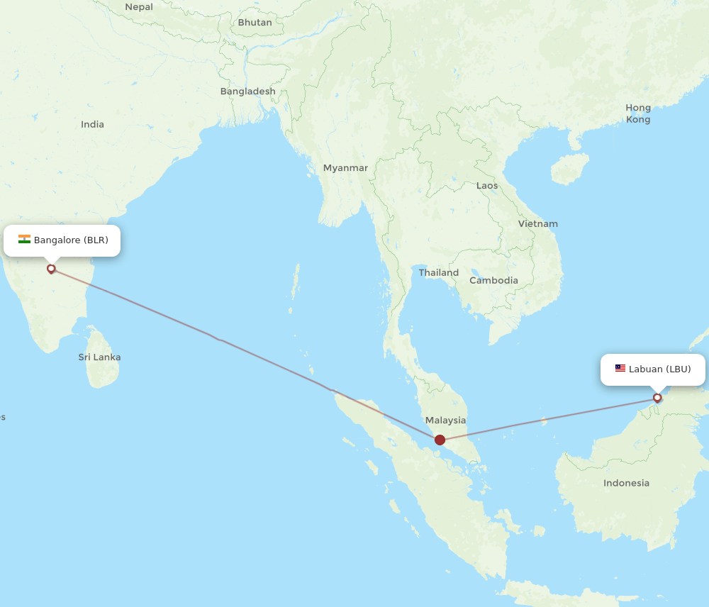 LBU-BLR flight routes