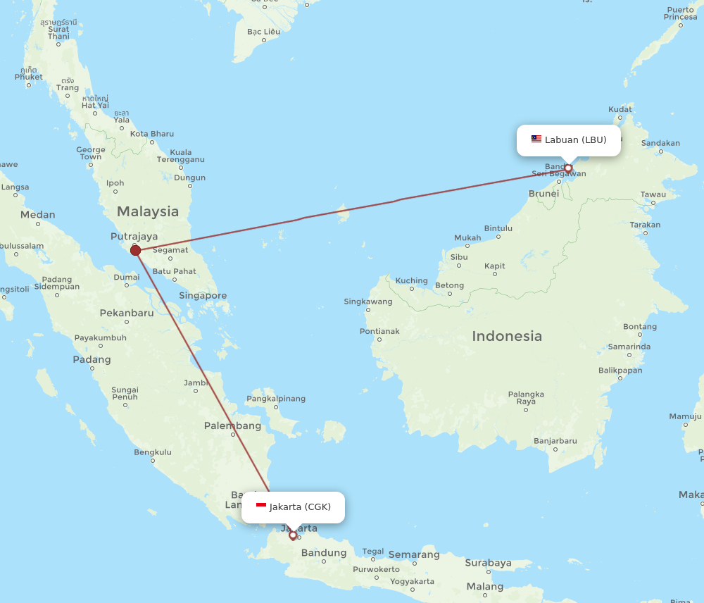 LBU to CGK flights and routes map