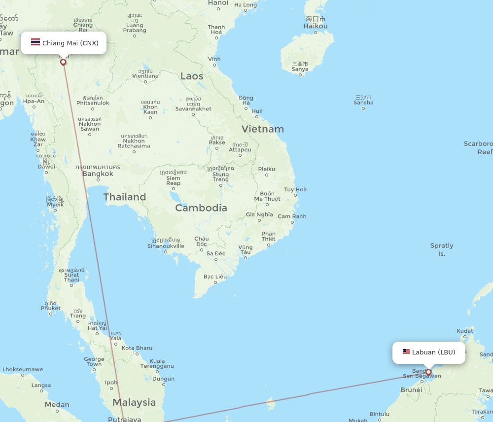 LBU-CNX flight routes