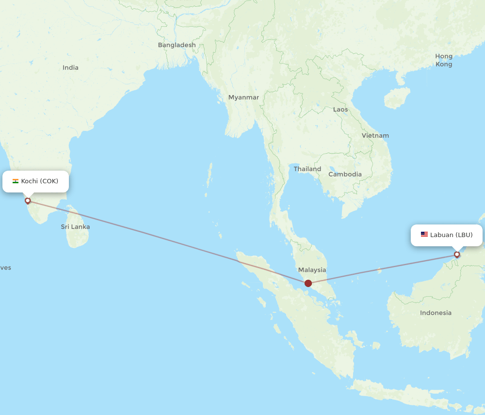 LBU-COK flight routes