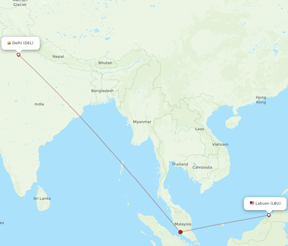 LBU-DEL flight routes