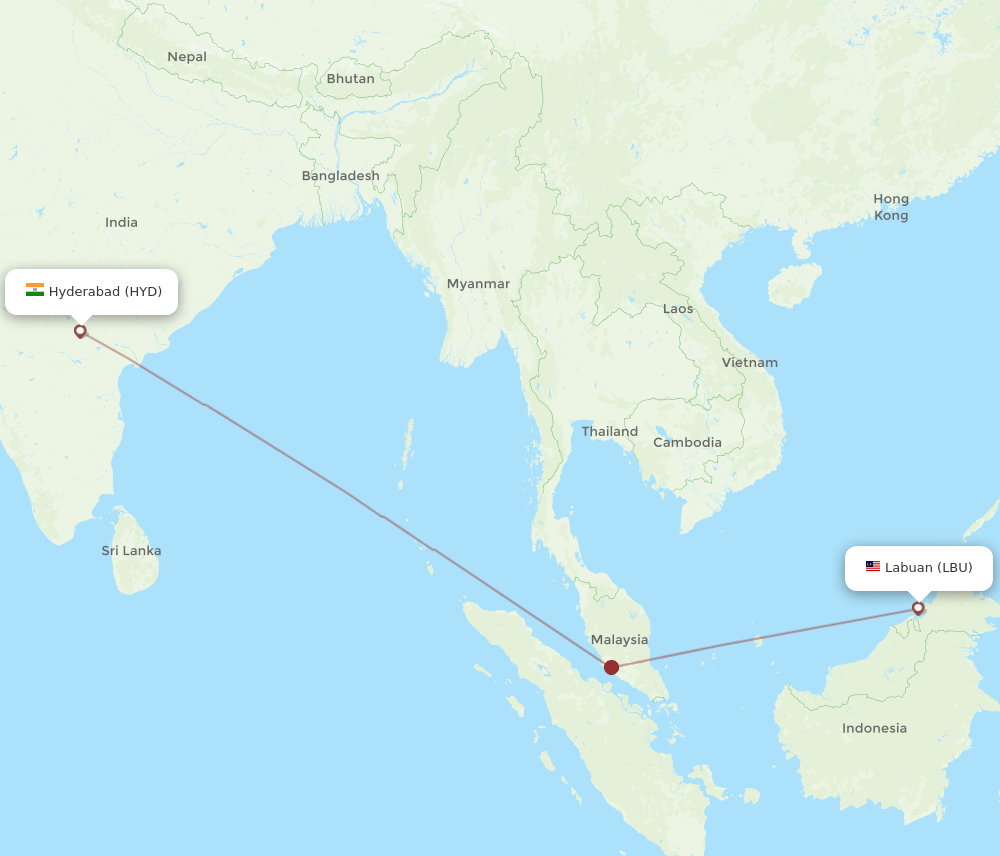LBU-HYD flight routes