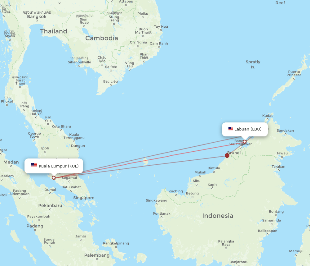 LBU-KUL flight routes