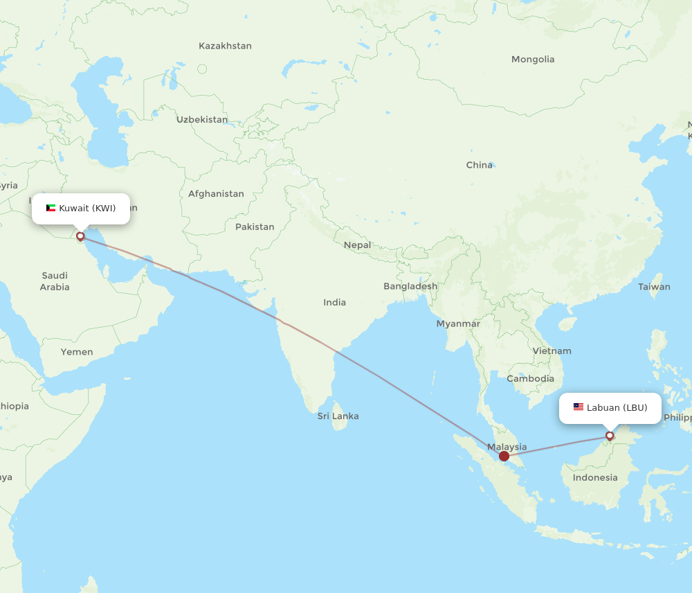 LBU-KWI flight routes