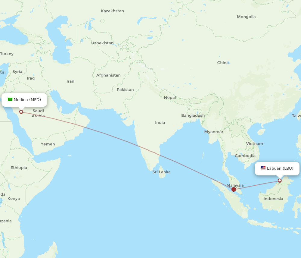 LBU-MED flight routes