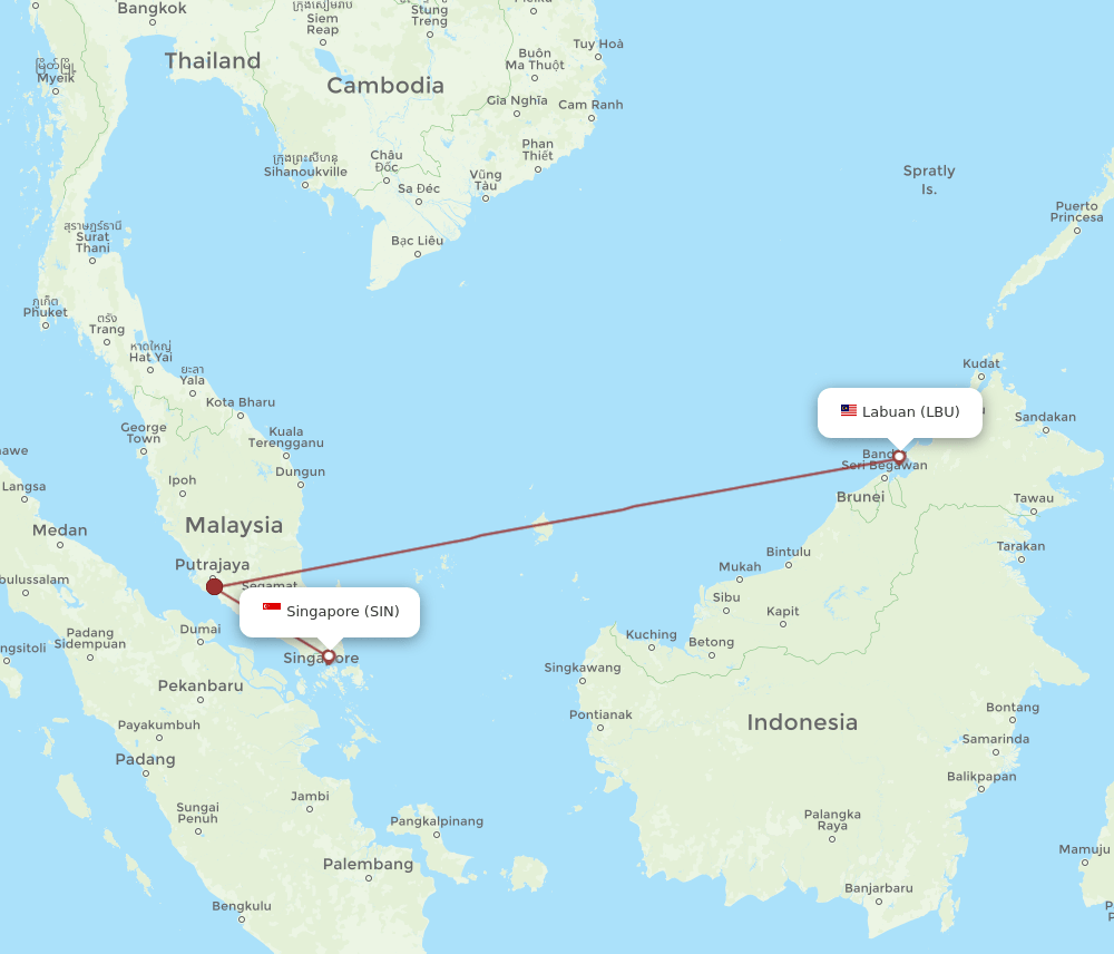 LBU-SIN flight routes