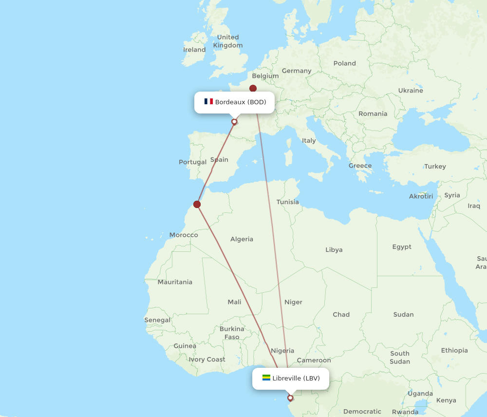 LBV-BOD flight routes