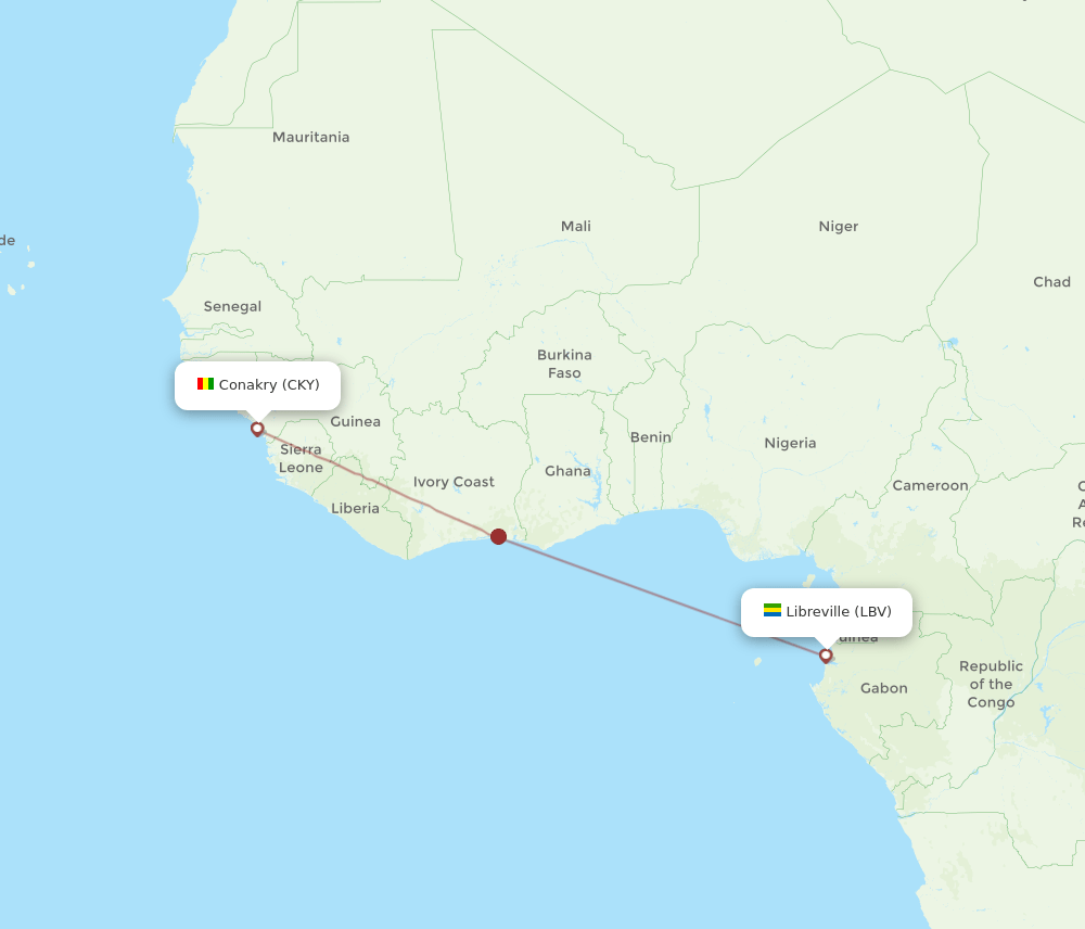 LBV-CKY flight routes