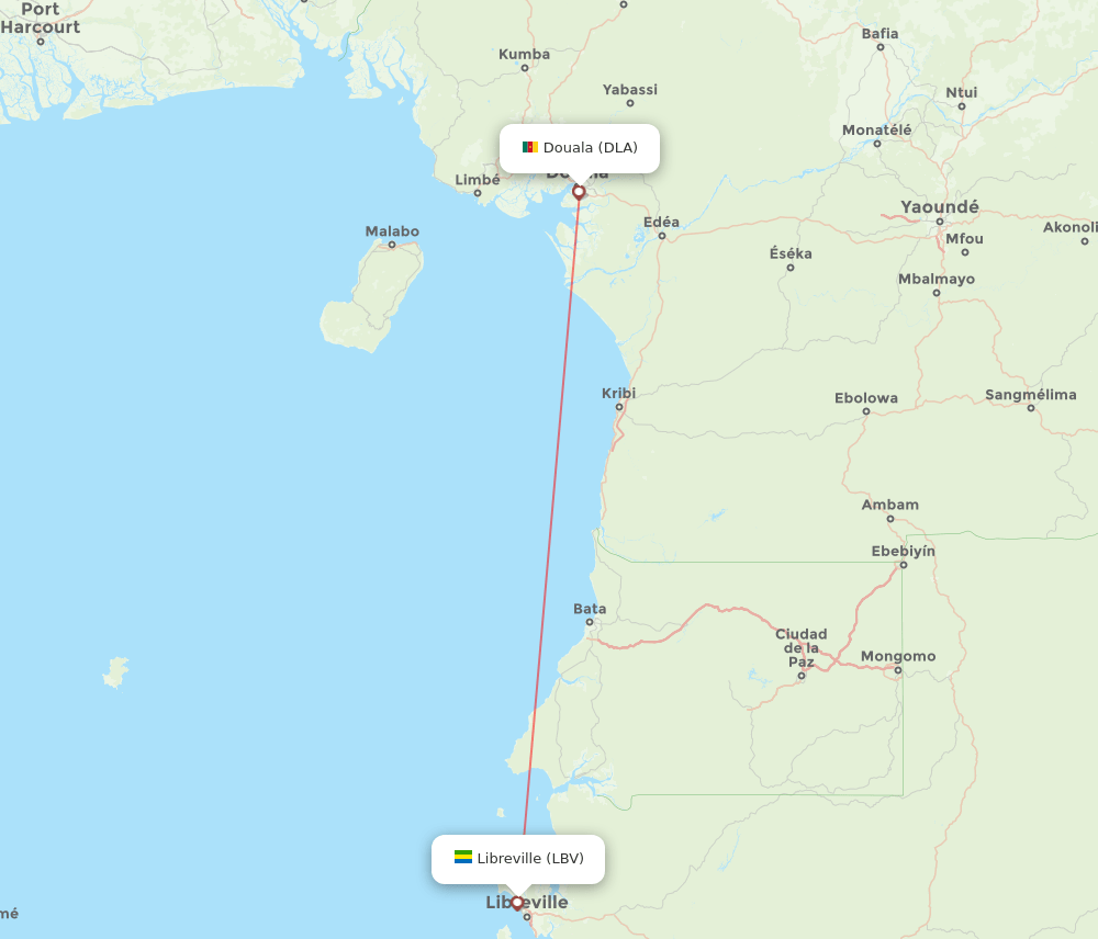 LBV to DLA flights and routes map