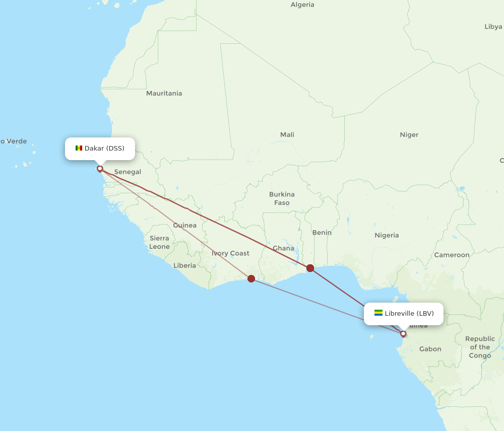 LBV to DSS flights and routes map