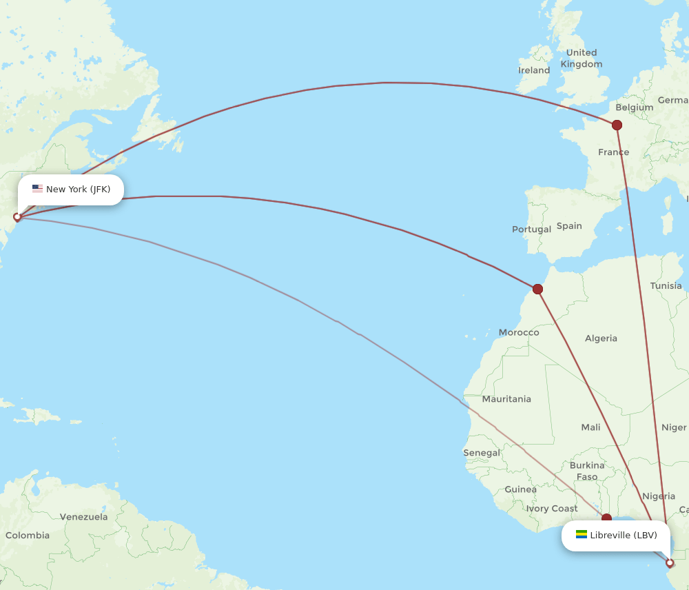 LBV to JFK flights and routes map