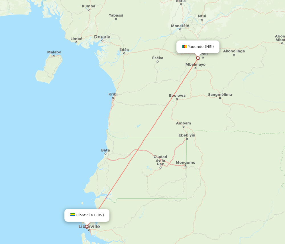 LBV to NSI flights and routes map