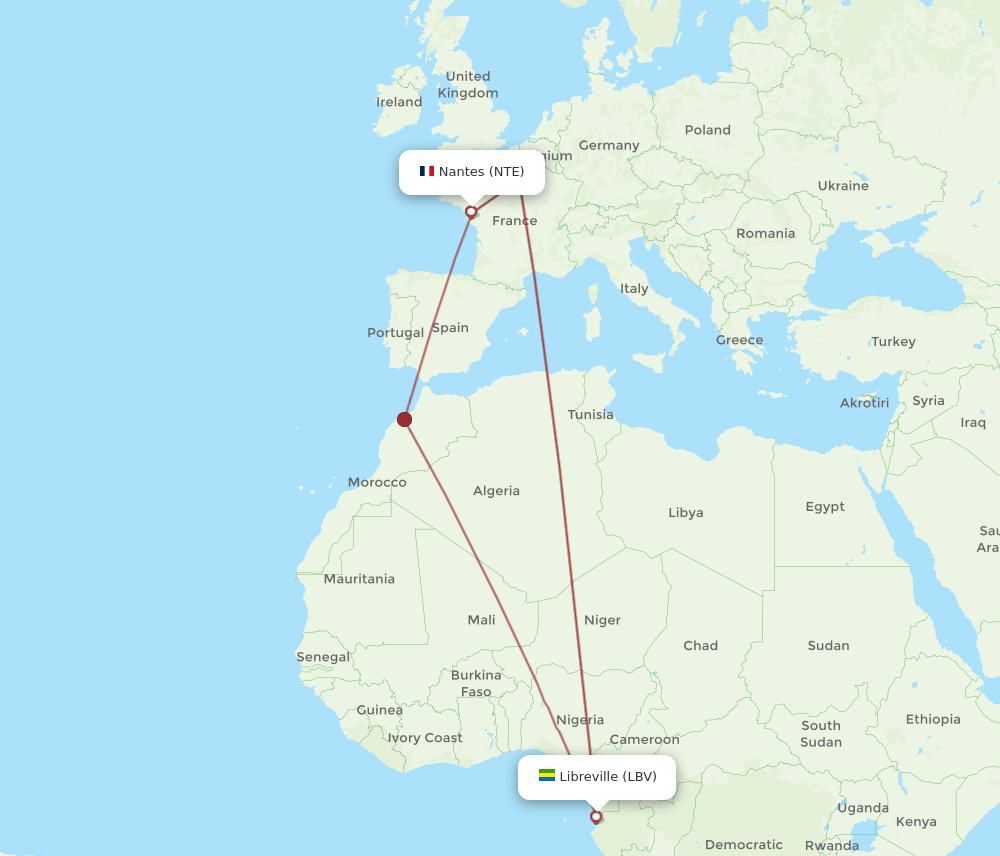 LBV-NTE flight routes
