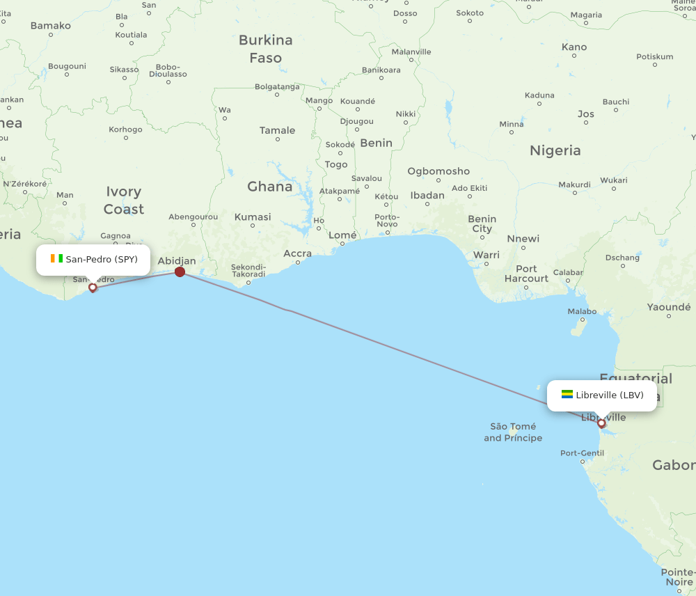 LBV to SPY flights and routes map