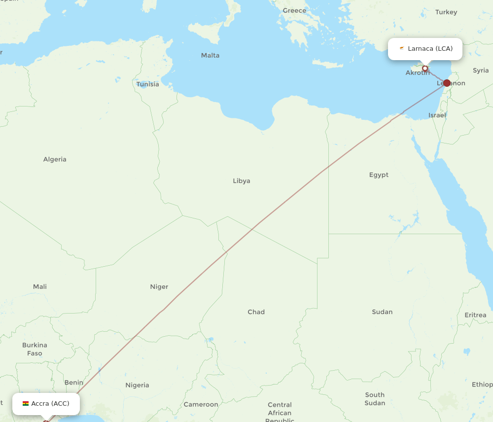 LCA-ACC flight routes