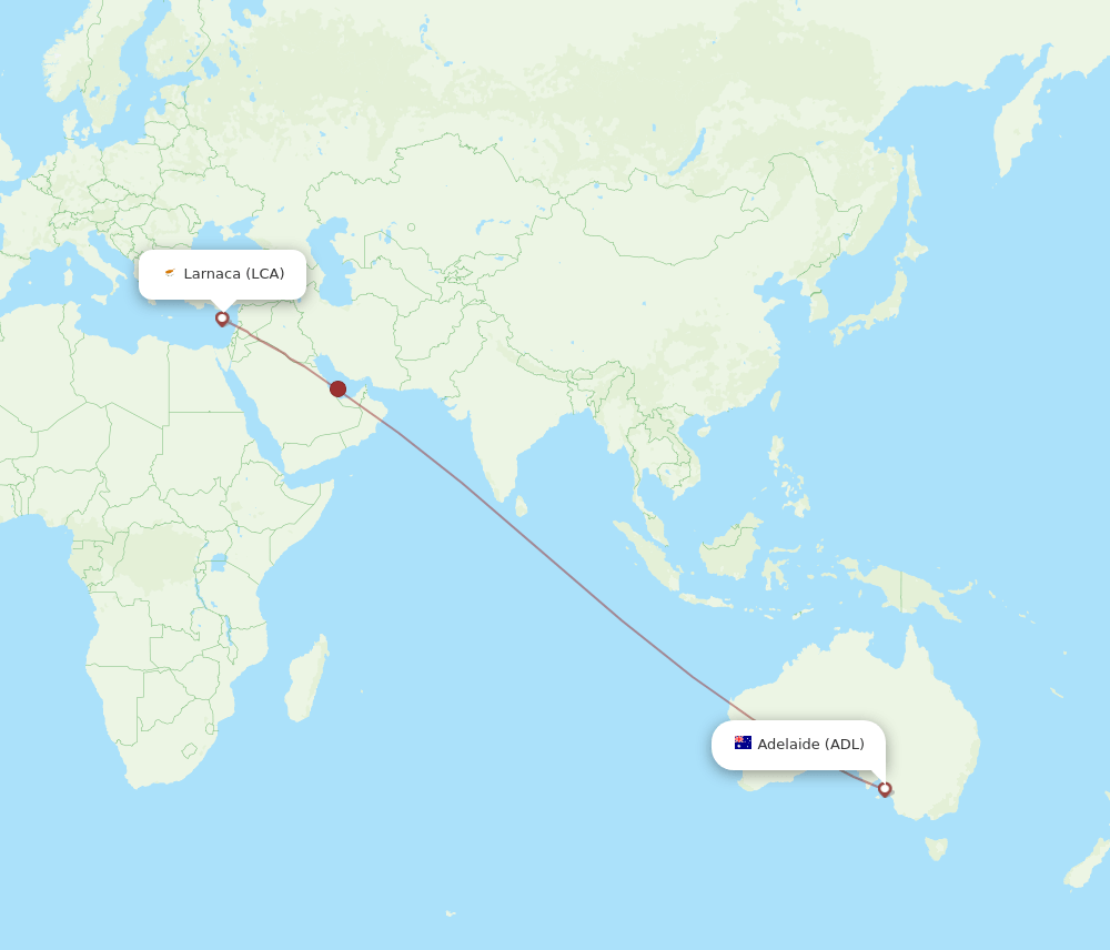 LCA to ADL flights and routes map
