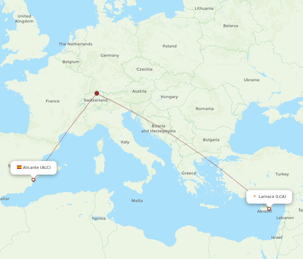 LCA-ALC flight routes
