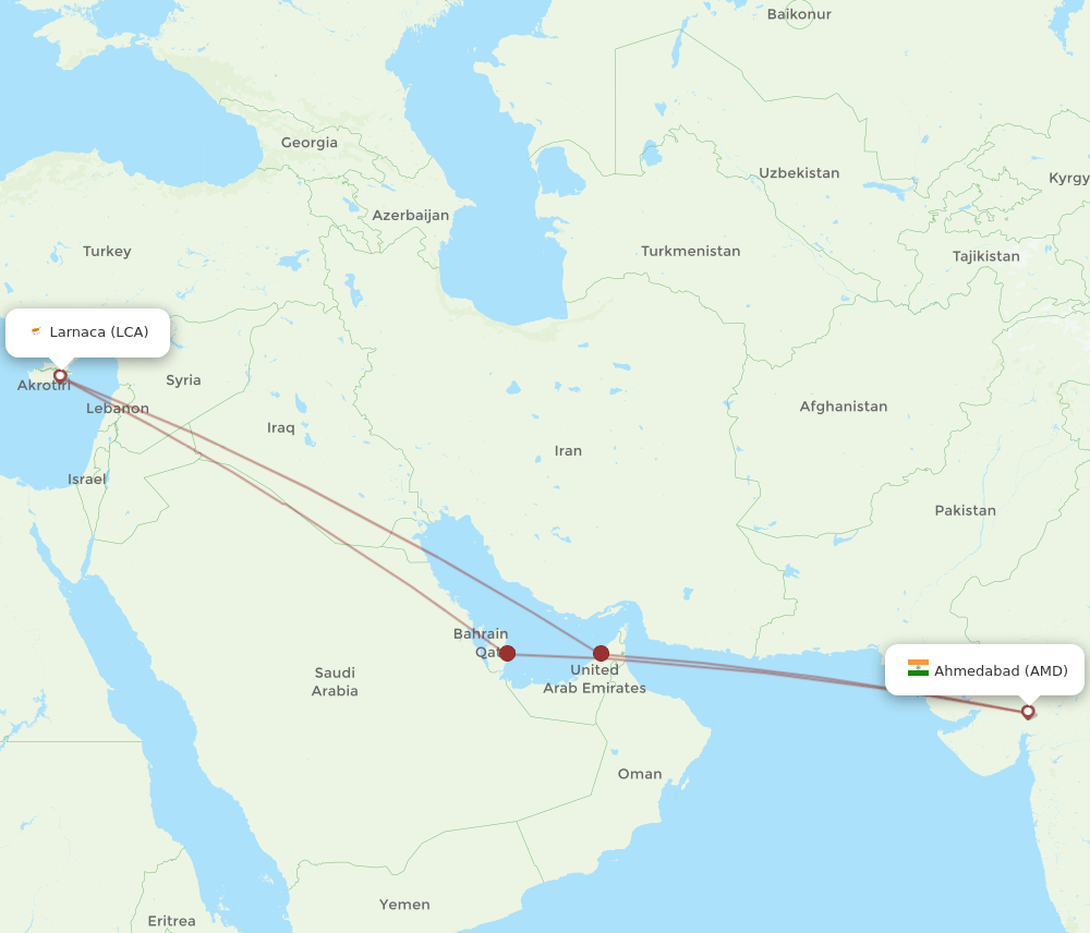 LCA-AMD flight routes