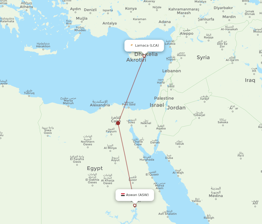 LCA-ASW flight routes