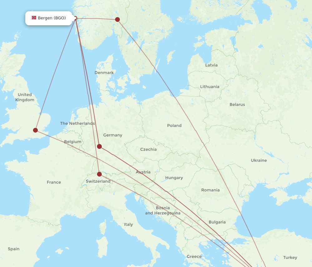 LCA-BGO flight routes