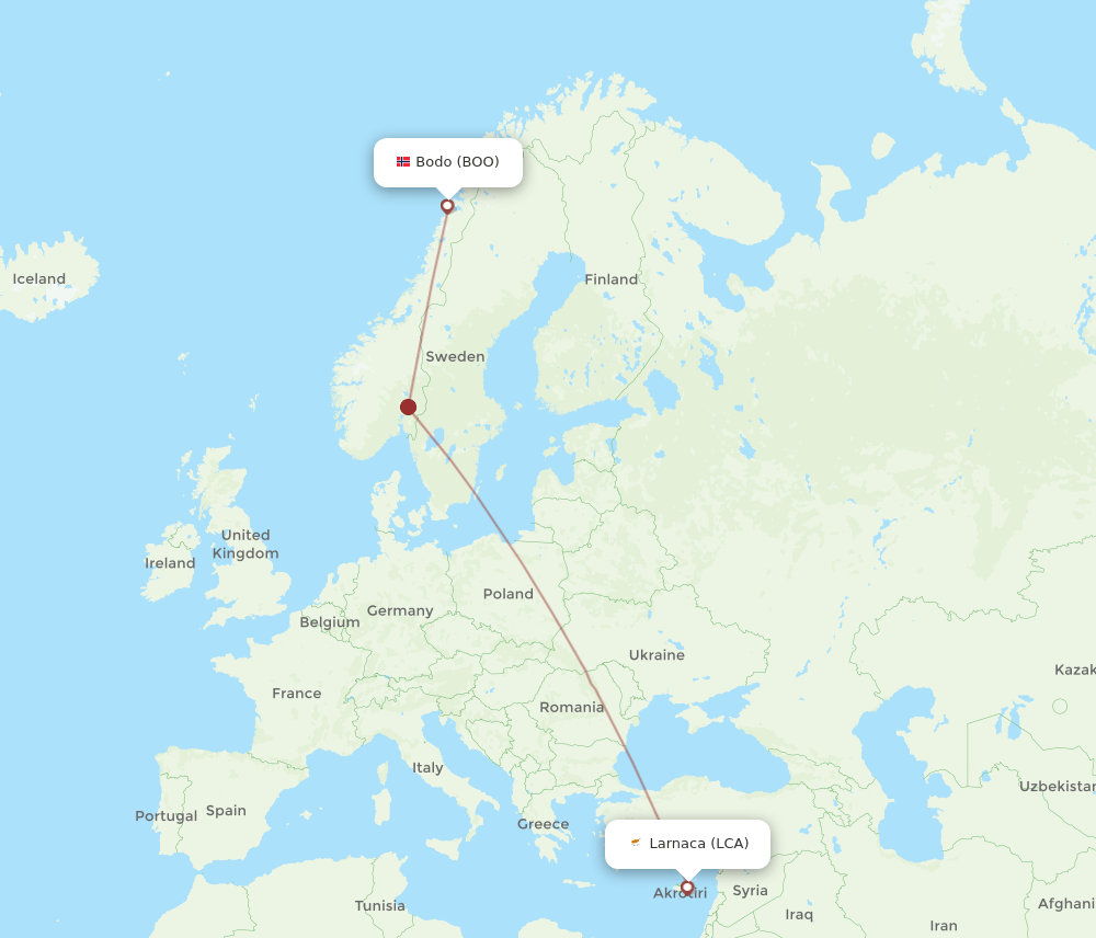 LCA-BOO flight routes