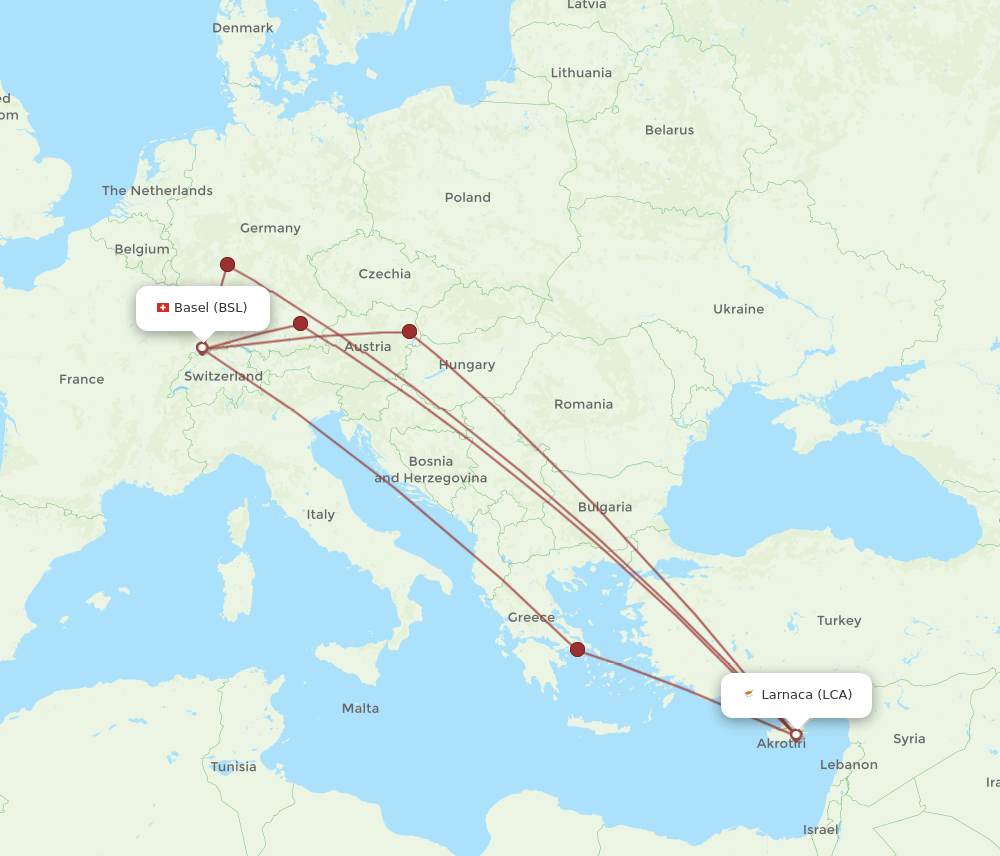 LCA-BSL flight routes