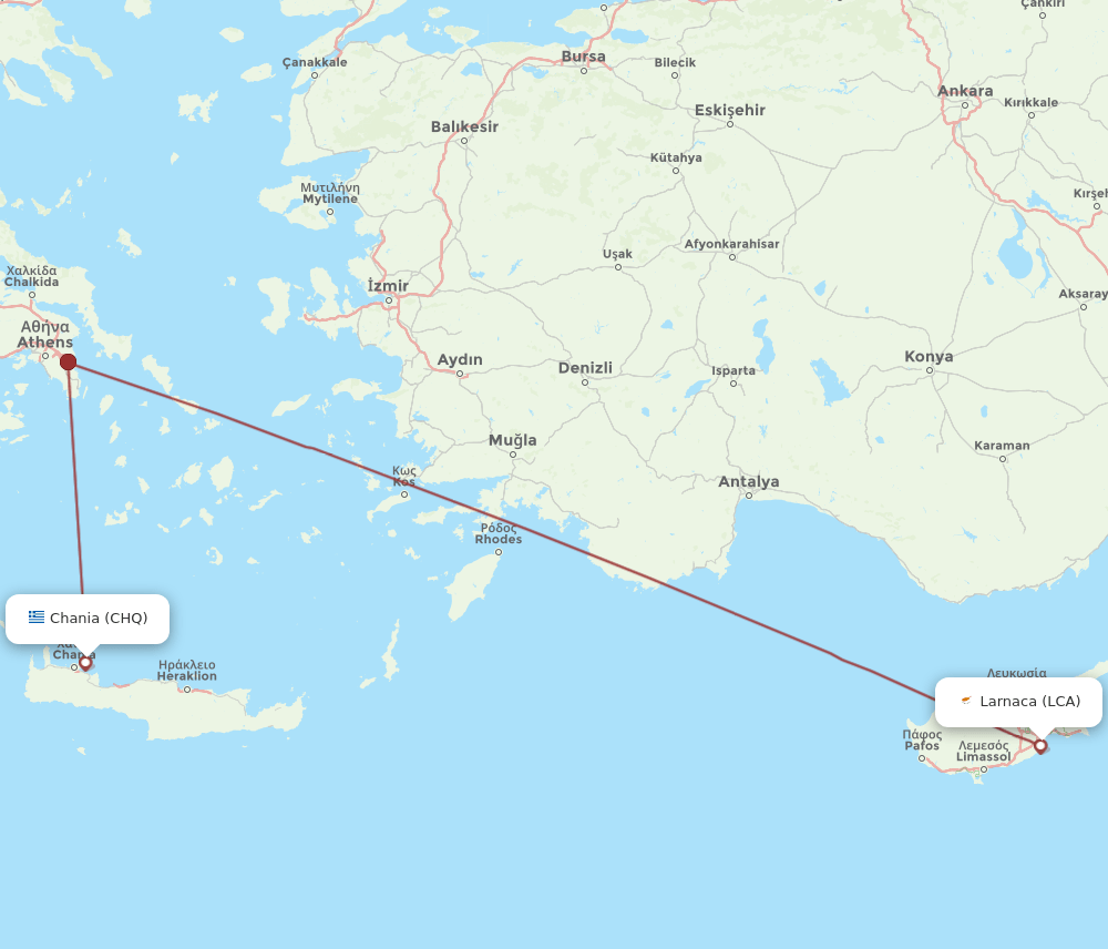 LCA to CHQ flights and routes map