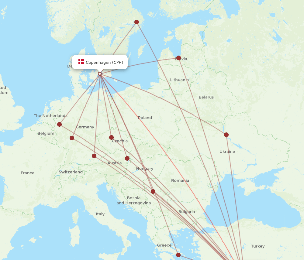LCA-CPH flight routes