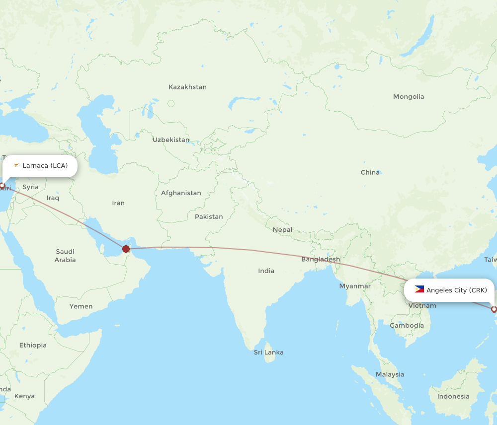 LCA-CRK flight routes