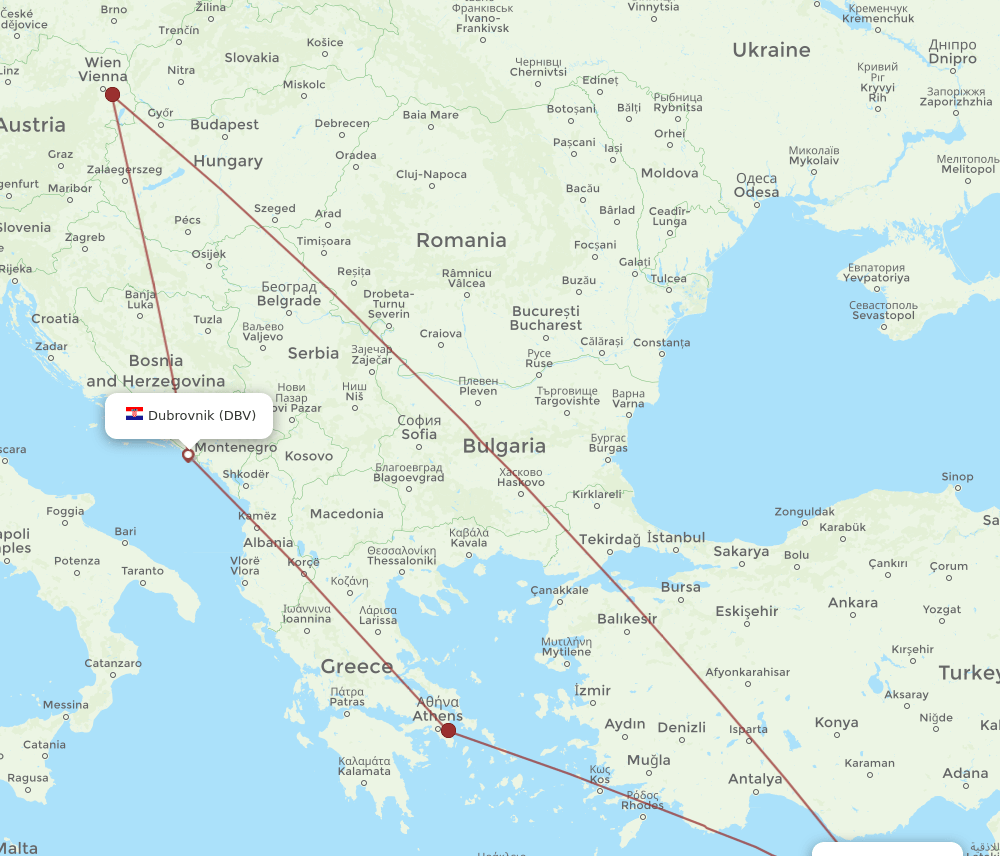LCA-DBV flight routes