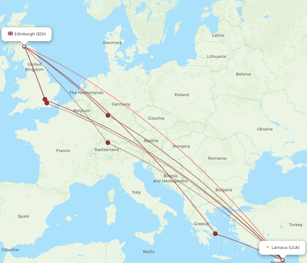 LCA-EDI flight routes